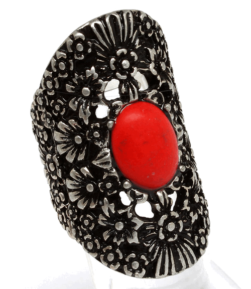 Antique Silver Coral Ring